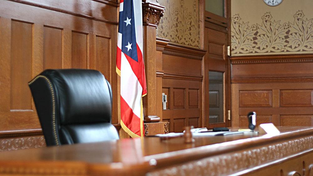 courtroom judge chair with american flag